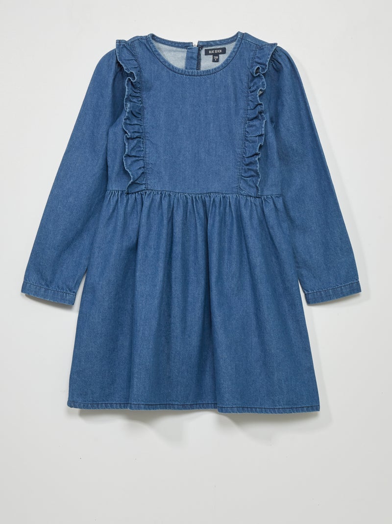 Vestido vaquero con volantes AZUL - Kiabi