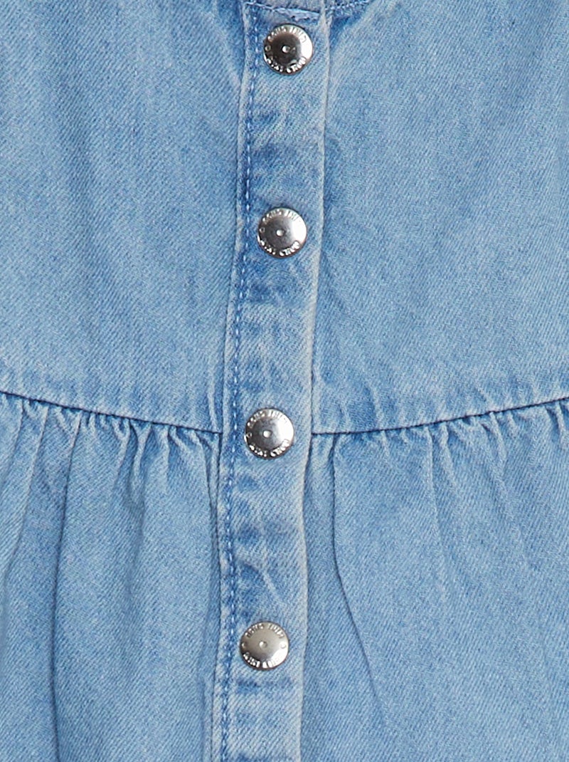 Vestido de tirantes finos estilo imperio con mangas adornadas con volantes Azul Polvoriento Tallas Grandes