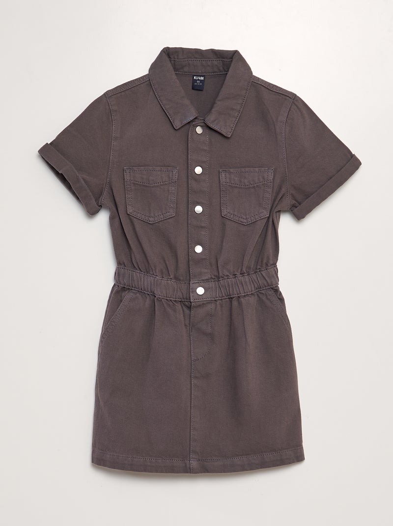 Vestido vaquero corto con cintura elástica GRIS - Kiabi