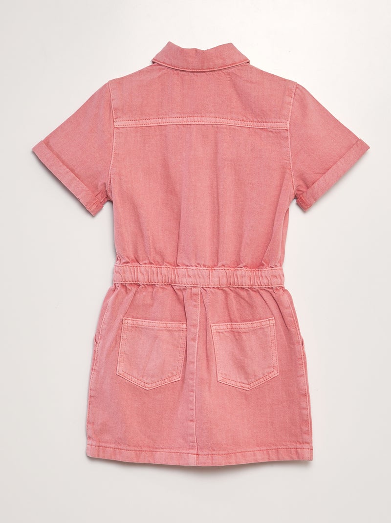 Vestido vaquero corto con cintura elástica rosa - Kiabi