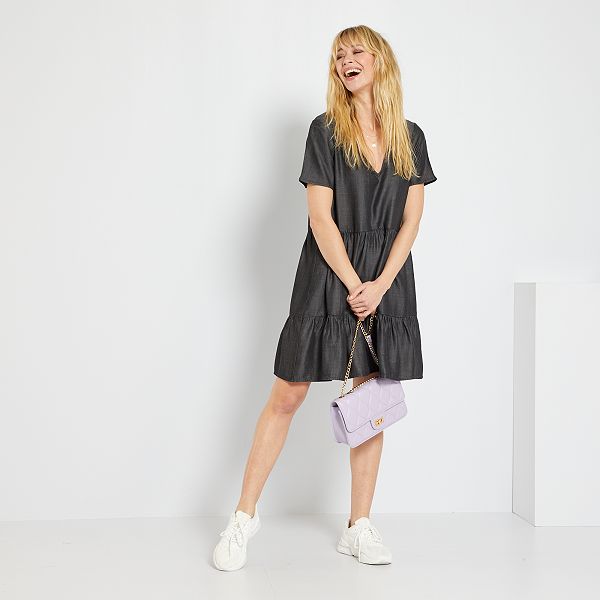 Vestido vaquero corto Mujer talla 34 a 48 - NEGRO - Kiabi - 20,00€