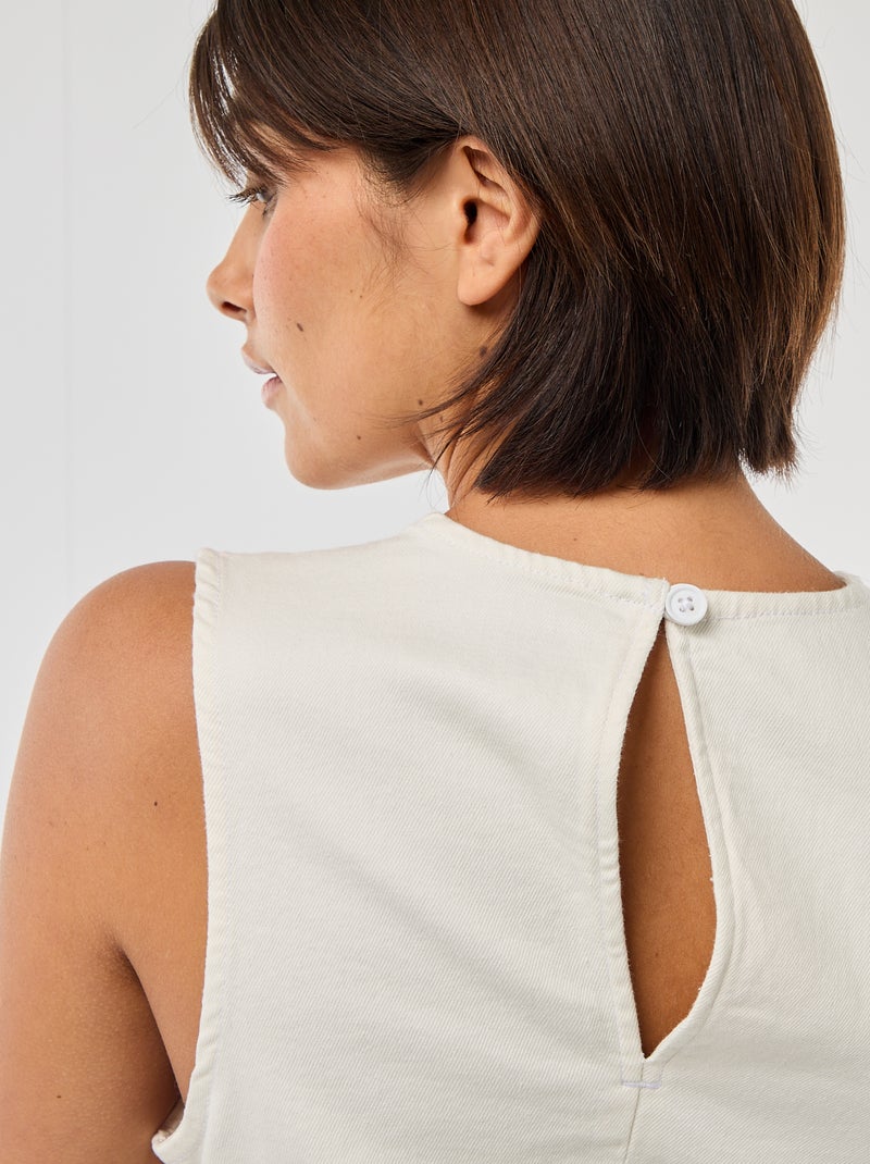 Vestido vaquero corto sin mangas Blanco - Kiabi