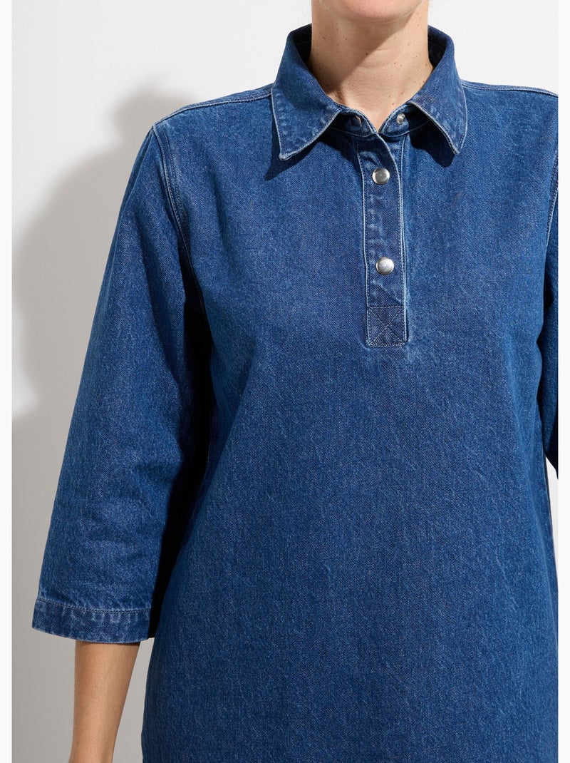 Vestido vaquero corto y recto - Afibel Azul vaquero - Kiabi