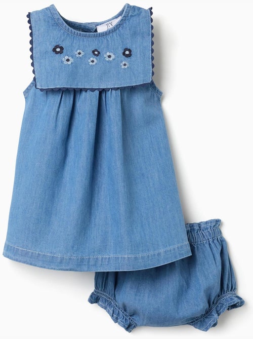 Vestido vaquero + cubrepañal con volantes - Kiabi