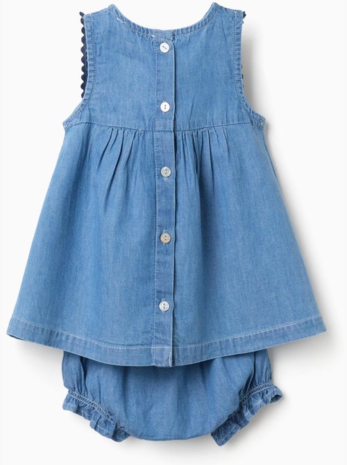 Vestido vaquero + cubrepañal con volantes - Kiabi