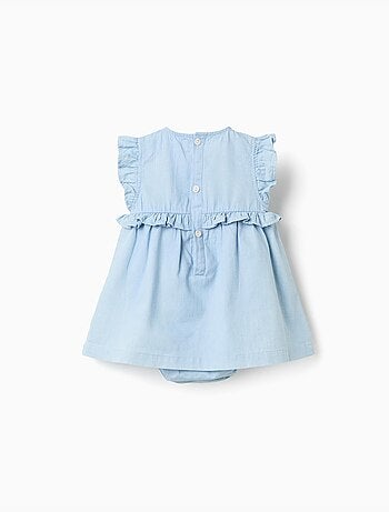 Vestido vaquero de algodón con volantes