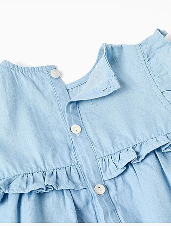 Vestido vaquero de algodón con volantes