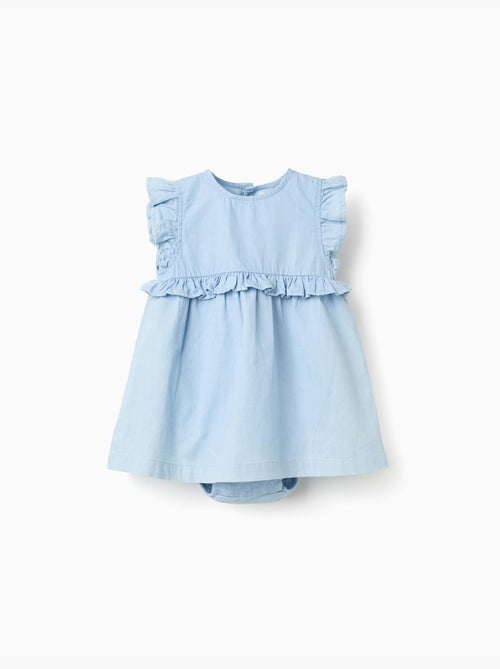 Vestido vaquero de algodón con volantes - Kiabi