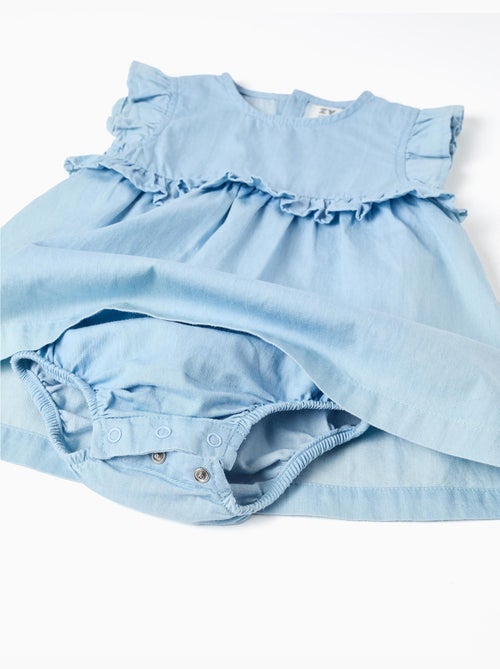 Vestido vaquero de algodón con volantes - Kiabi