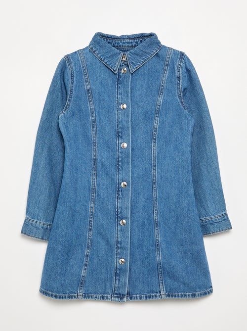 Vestido vaquero de manga larga y cuello camisero - Kiabi