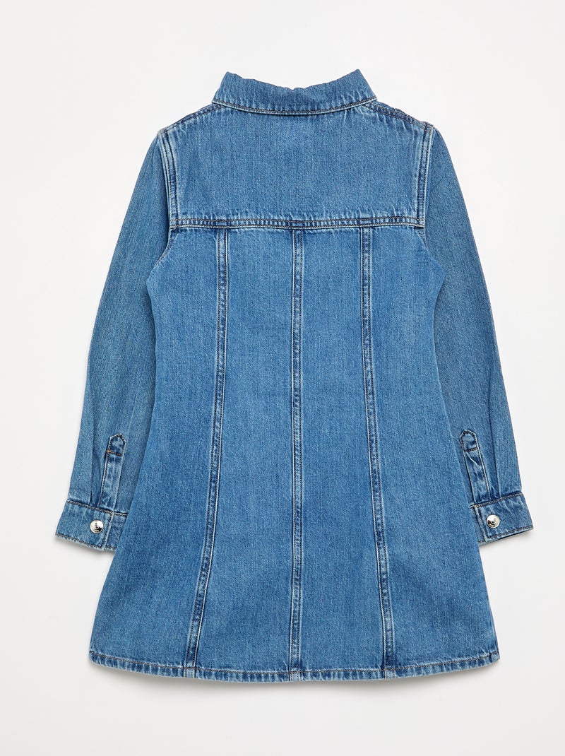 Vestido vaquero de manga larga y cuello camisero Azul - Kiabi