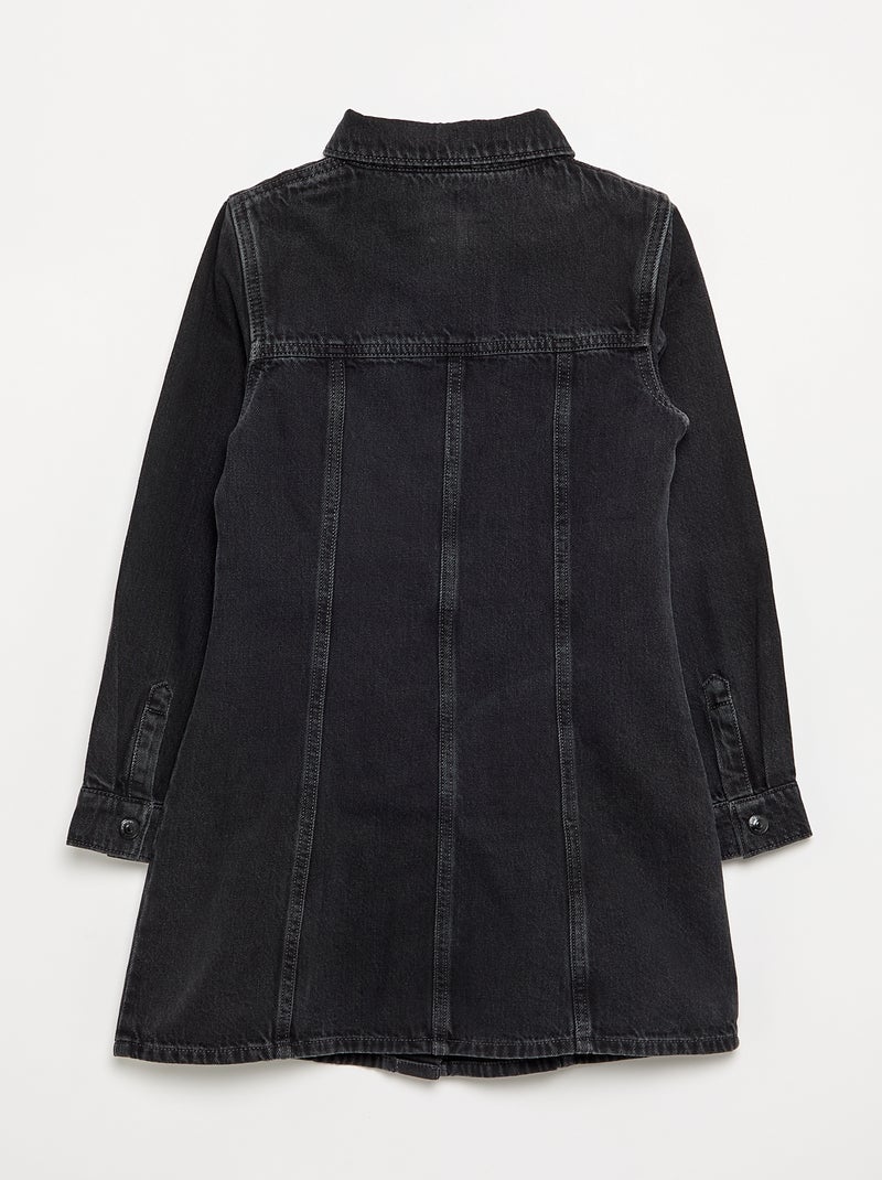 Vestido vaquero de manga larga y cuello camisero Gris - Kiabi