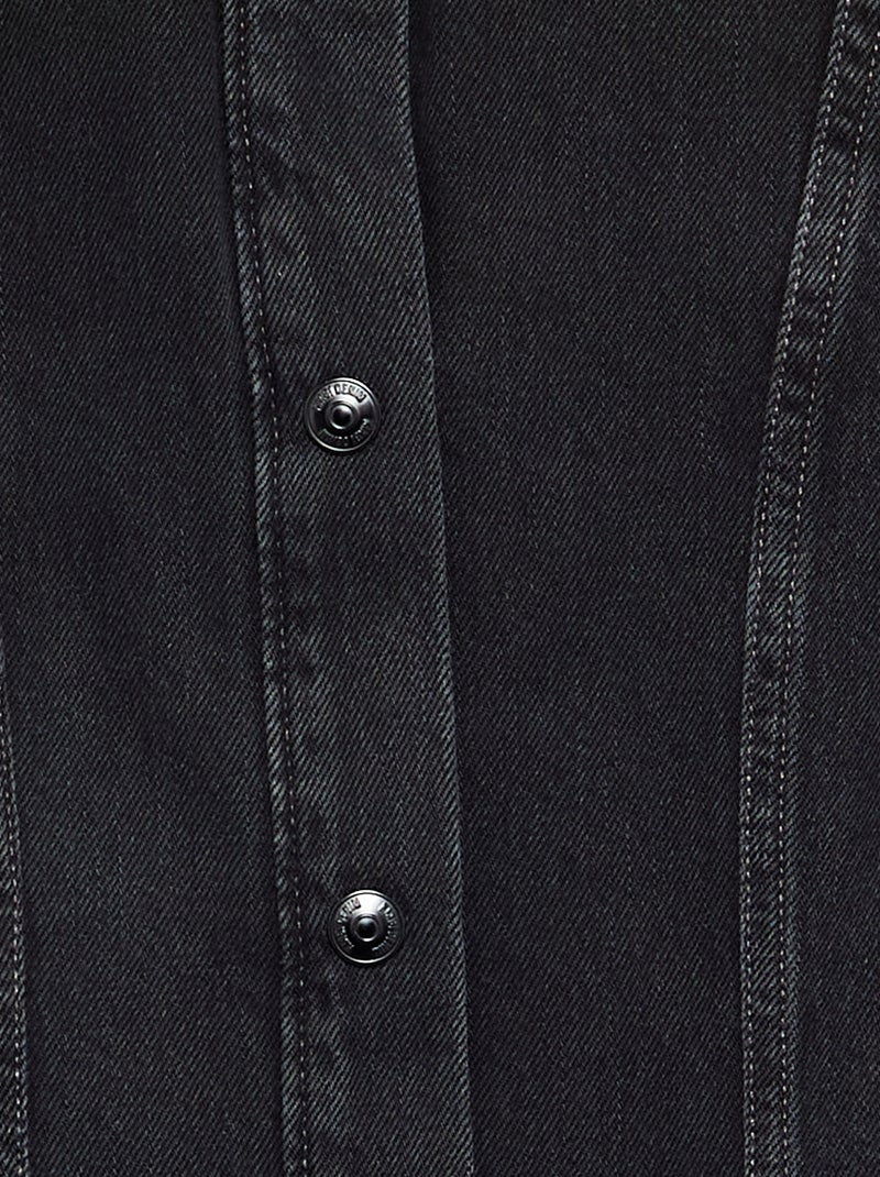 Vestido vaquero de manga larga y cuello camisero Gris - Kiabi