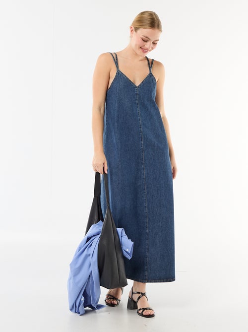 Vestido vaquero largo de tirantes - Kiabi