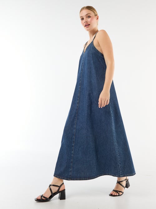 Vestido vaquero largo de tirantes - Kiabi