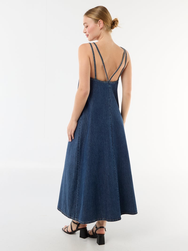 Vestido vaquero largo de tirantes Azul - Kiabi