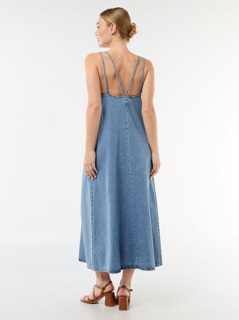 Vestido vaquero largo de tirantes Azul - Kiabi
