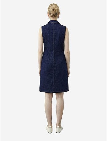 Vestido vaquero midi con cuello de camisa y bolsillo lucci