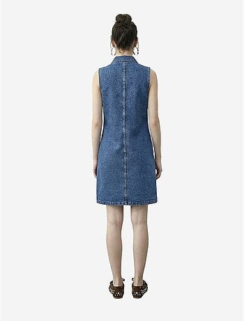 Vestido vaquero midi con cuello de camisa y bolsillo lucci