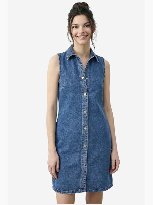 Vestido vaquero midi con cuello de camisa y bolsillo lucci - Kiabi