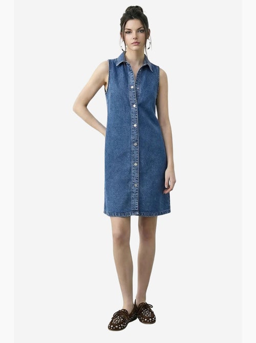 Vestido vaquero midi con cuello de camisa y bolsillo lucci - Kiabi