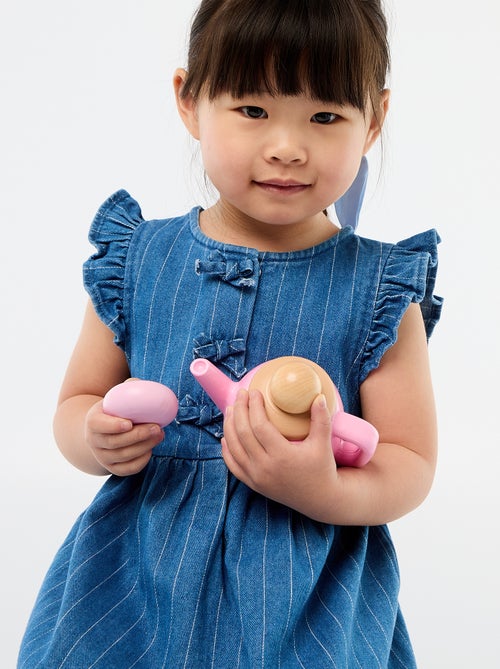 Vestido vaquero sin mangas con lazos fantasía - Kiabi