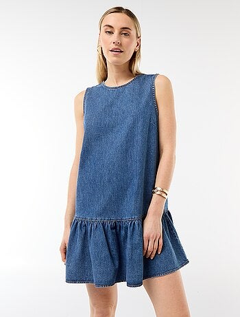 Vestido vaquero sin mangas con volantes