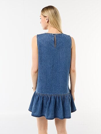 Vestido vaquero sin mangas con volantes