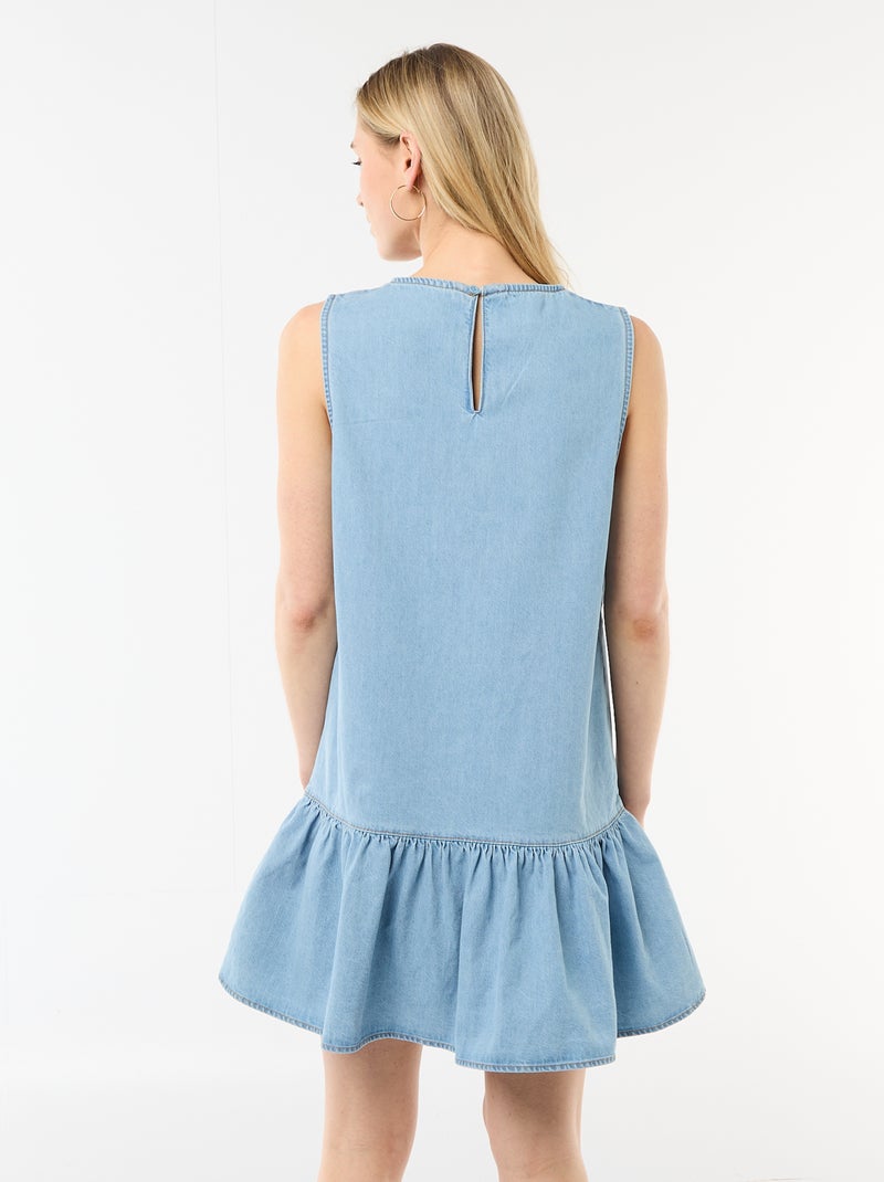 Vestido vaquero sin mangas con volantes Azul - Kiabi