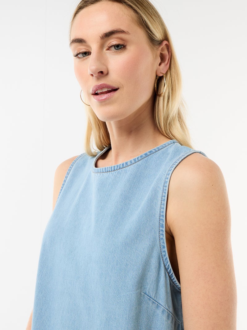 Vestido vaquero sin mangas con volantes Azul - Kiabi