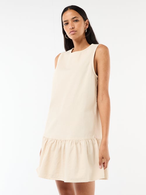 Vestido vaquero sin mangas con volantes - Kiabi