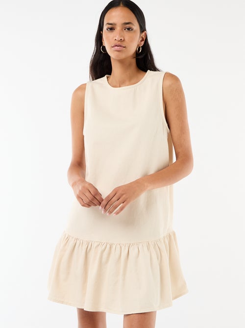 Vestido vaquero sin mangas con volantes - Kiabi