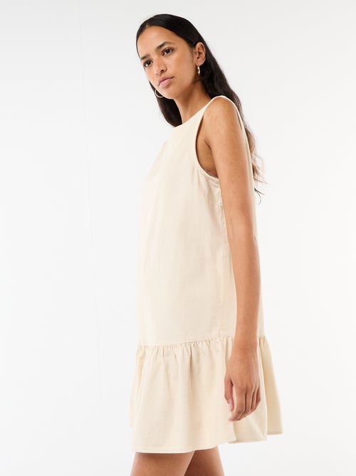 Vestido vaquero sin mangas con volantes - Kiabi