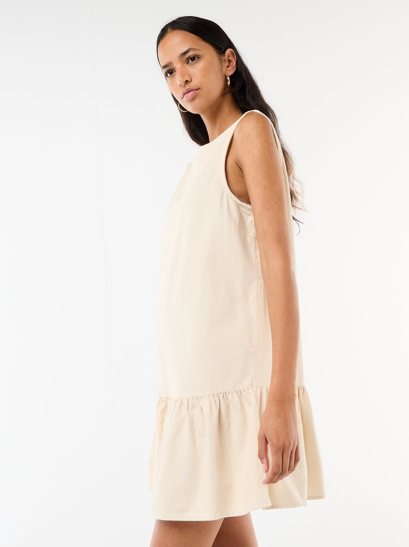 Vestido vaquero sin mangas con volantes Blanco - Kiabi