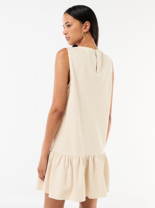 Vestido vaquero sin mangas con volantes - Kiabi