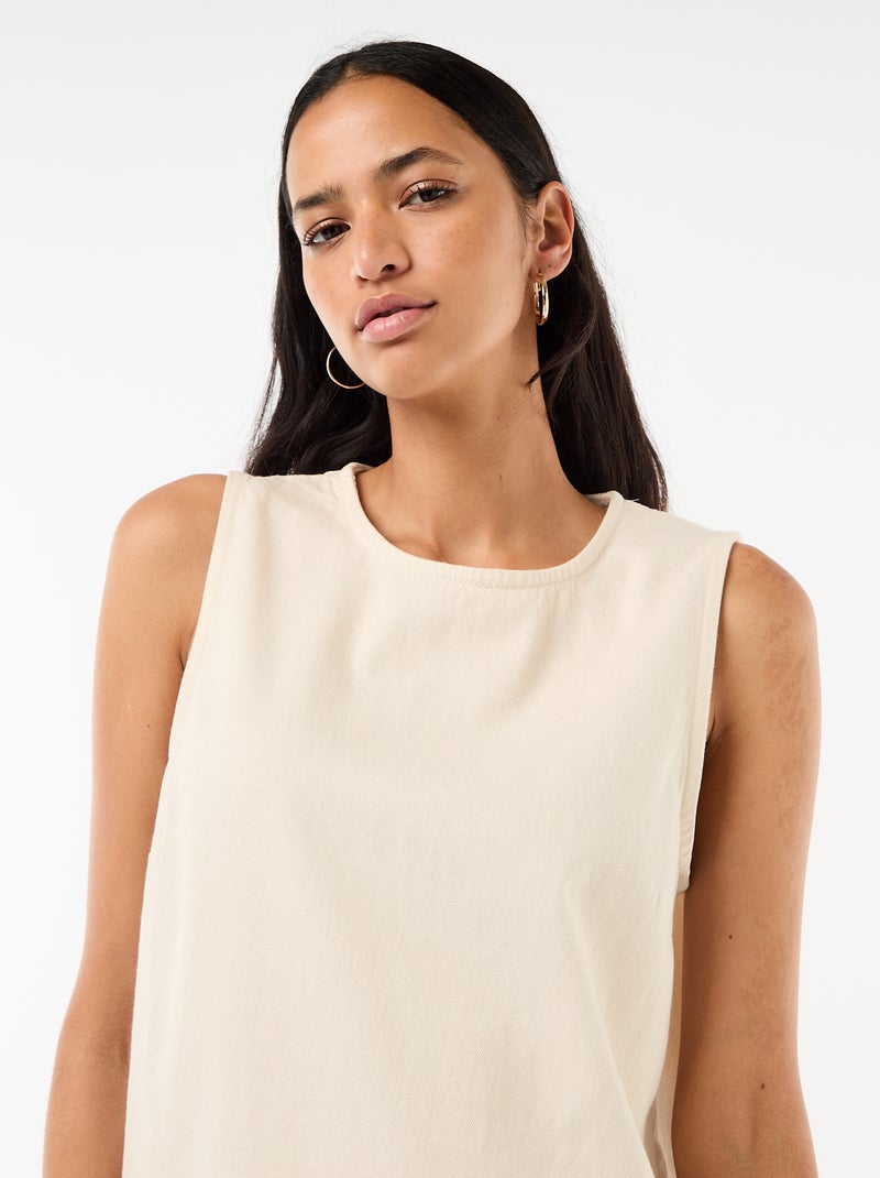 Vestido vaquero sin mangas con volantes Blanco - Kiabi