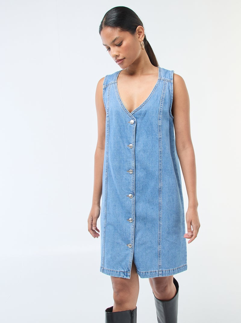 Vestido vaquero sin mangas de algodón Azul - Kiabi
