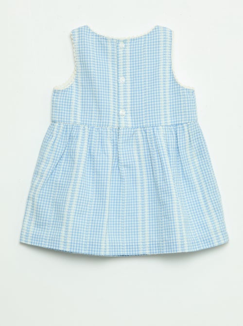 Vestido vichy de gasa de algodón - Kiabi