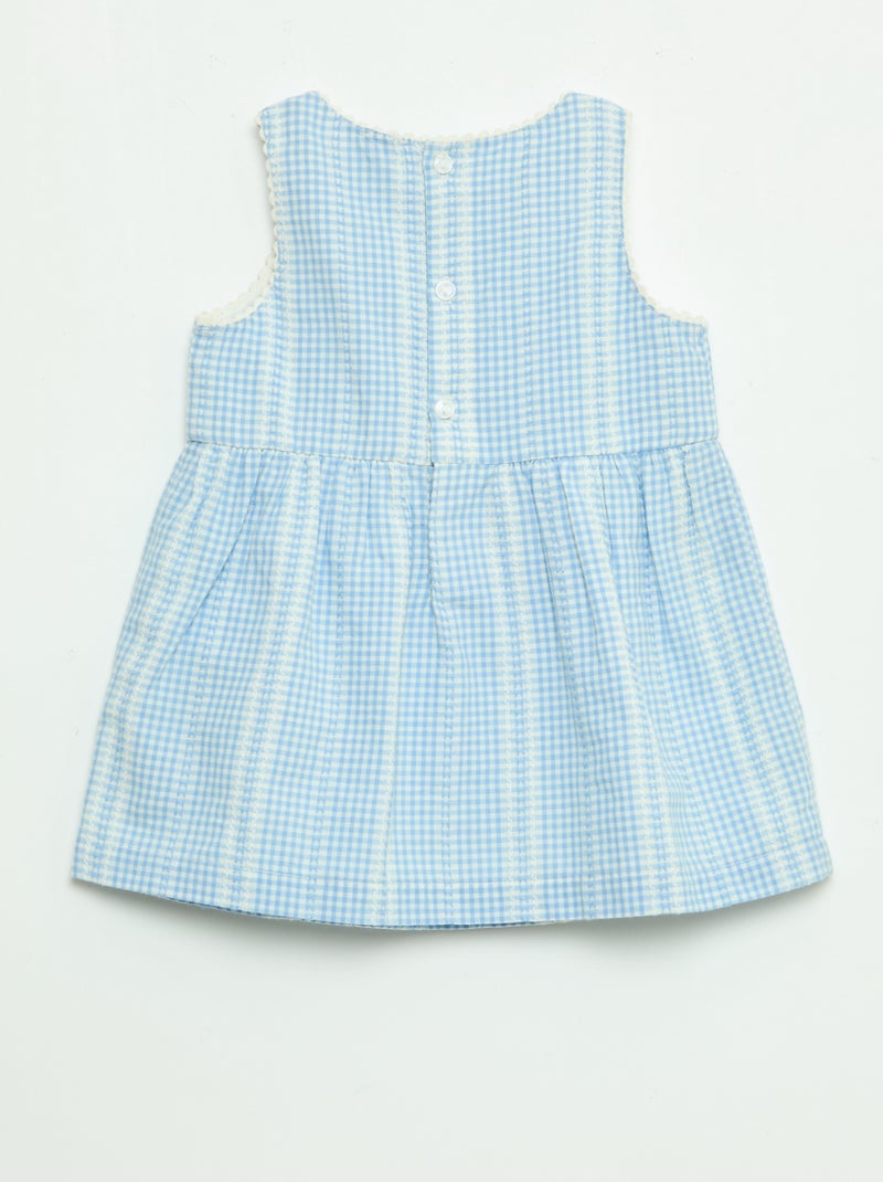 Vestido vichy de gasa de algodón Azul - Kiabi