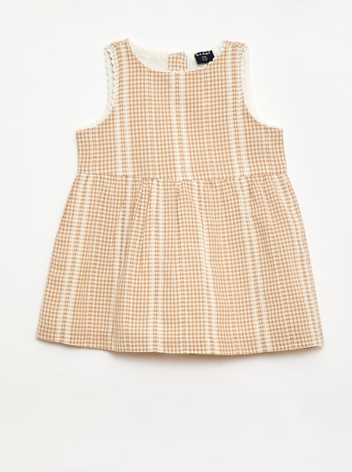 Vestido vichy de gasa de algodón - Kiabi