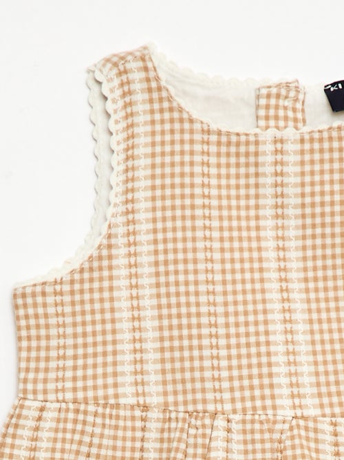 Vestido vichy de gasa de algodón - Kiabi