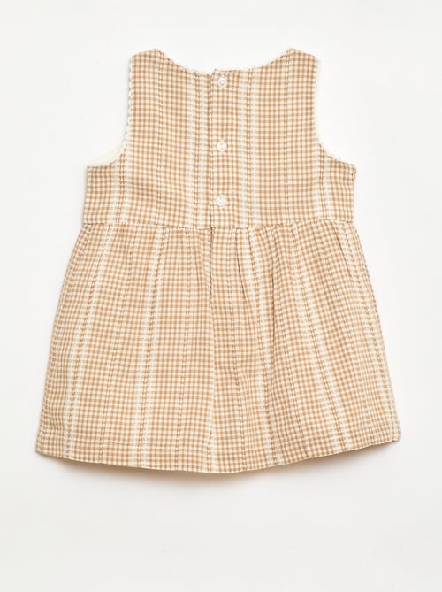 Vestido vichy de gasa de algodón - Kiabi