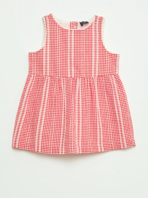 Vestido vichy de gasa de algodón - Kiabi