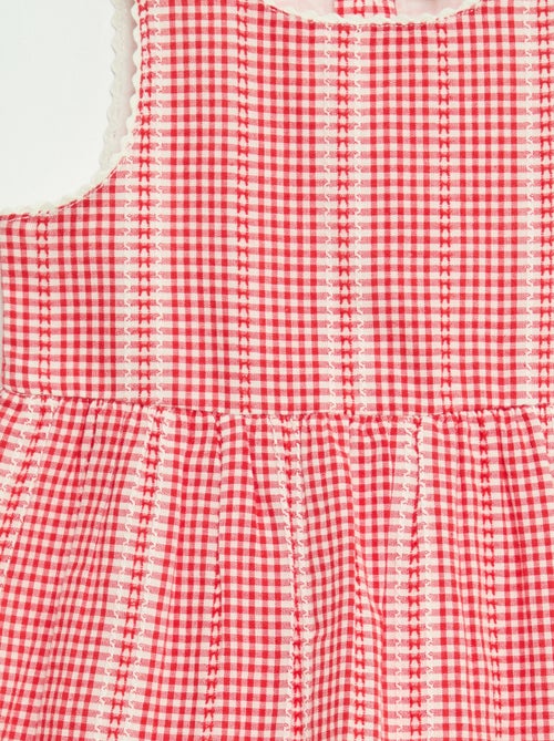 Vestido vichy de gasa de algodón - Kiabi