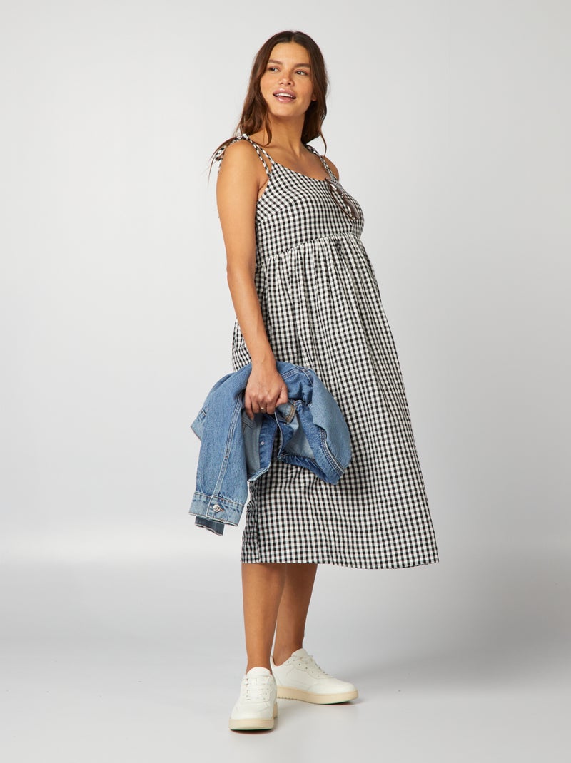 Vestido vichy de lactancia NEGRO - Kiabi