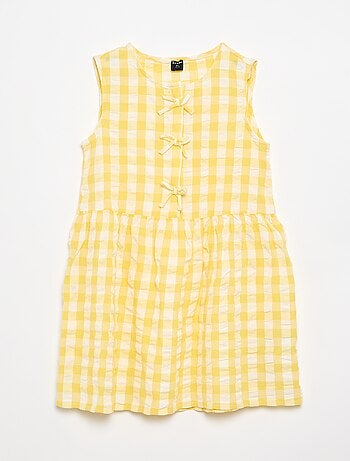 Vestido vichy de manga corta con lazo + coletero