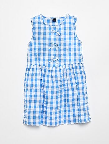Vestido vichy de manga corta con lazo + coletero