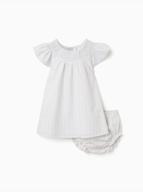 Vestido y cubrepañal de algodón a rayas B&S - Kiabi