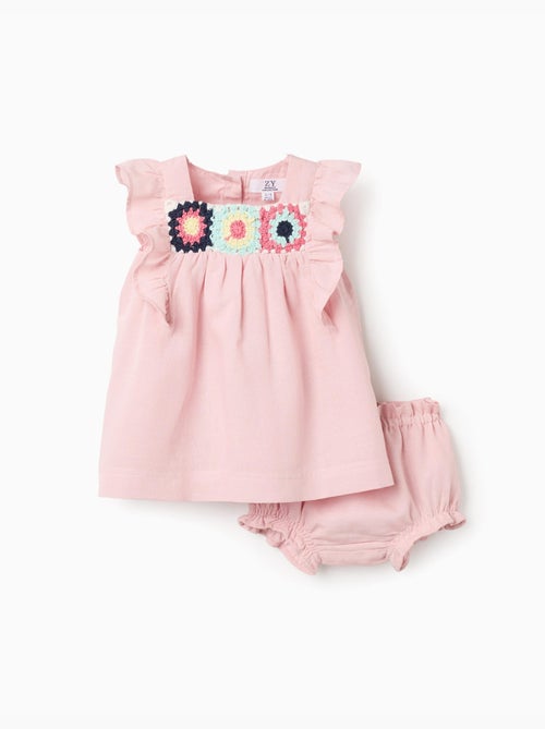 Vestido y cubrepañal en algodón y lino - Kiabi