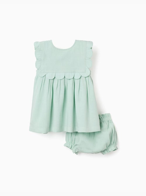 Vestido y cubrepañal en algodón y lino - Kiabi